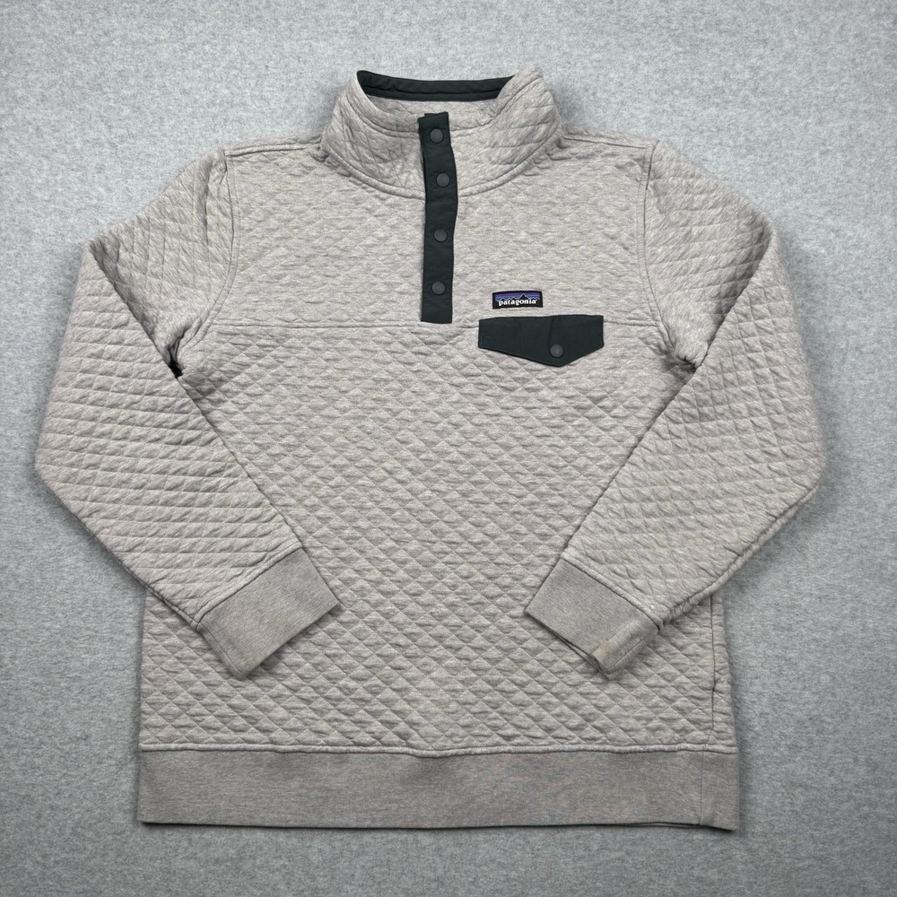 Patagonia Sweatshirt Womens Large Gray Organic Cotton Quilt Snap-T Pullover